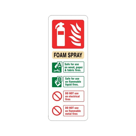 7.5cm x 20cm AFFF Foam Fire Extinguisher Identification Signs